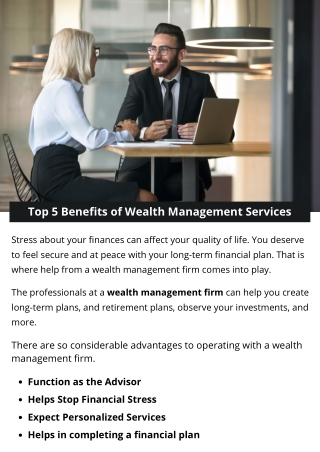 Top 5 Benefits of Wealth Management Services