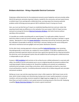 Brisbane electrician - Hiring a Reputable Electrical Contractor