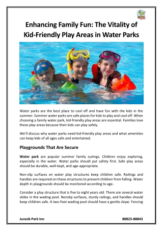 Enhancing Family Fun The Vitality of Kid-Friendly Play Areas in Water Parks