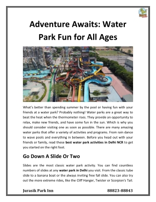 Adventure Awaits Water Park Fun for All Ages