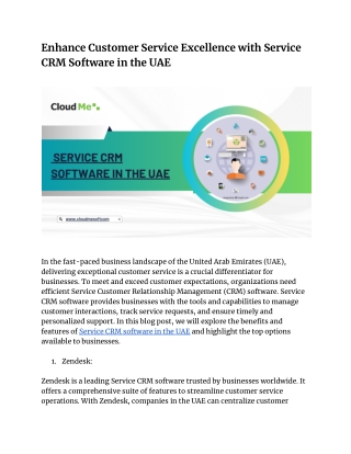 Enhance Customer Service Excellence with Service CRM Software in the UAE