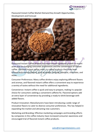 Flavoured Instant Coffee Market Demand Key Growth Opportunities, Development