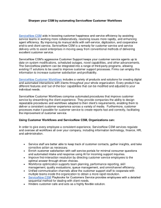 Sharpen your CSM by automating ServiceNow Customer Workflows