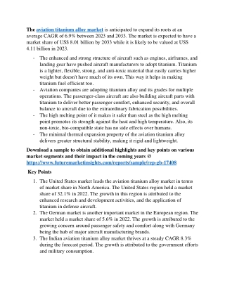 Aviation Titanium Alloy Market Outlook: Future Trends and Projections