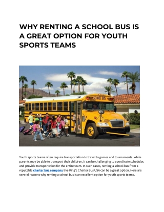 WHY RENTING A SCHOOL BUS IS A GREAT OPTION FOR YOUTH SPORTS TEAMS