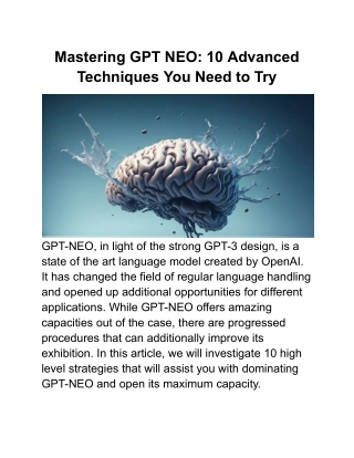 Mastering GPT NEO_ 10 Advanced Techniques You Need to Try