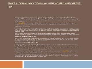 Make a Communication Level with Hosted and Virtual PBX