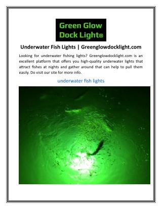 Underwater Fish Lights  Greenglowdocklight