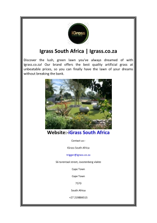 Igrass South Africa  Igrass.co.za