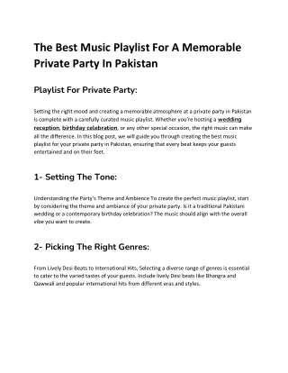 The Best Music Playlist For A Memorable Private Party In Pakistan