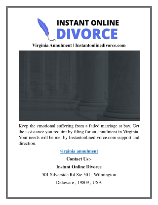 Virginia Annulment  Instantonlinedivorce