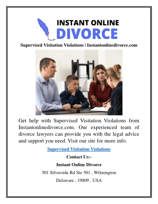 Supervised Visitation Violations  Instantonlinedivorce