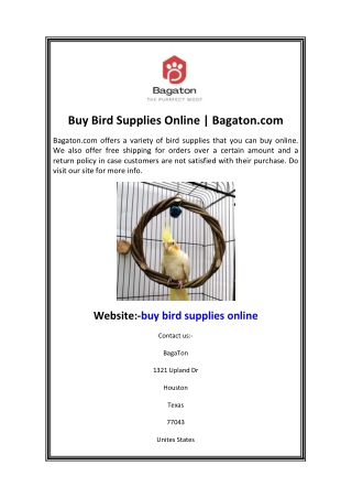 Buy Bird Supplies Online  Bagaton.com