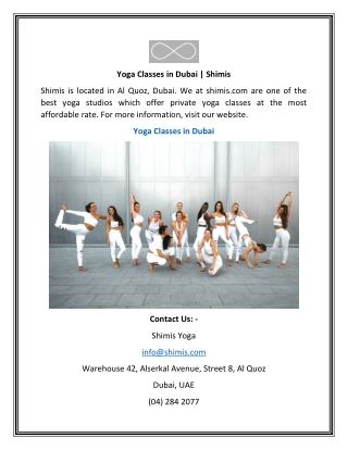 Yoga Classes in Dubai | Shimis