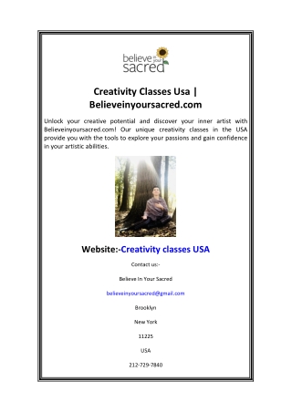 Creativity Classes Usa Believeinyoursacred.com