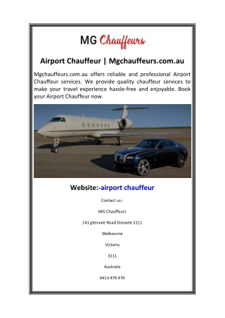 Airport Chauffeur Mgchauffeurs.com.au