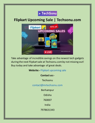 Flipkart Upcoming Sale  Techsonu.com