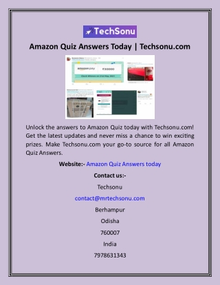 Amazon Quiz Answers Today  Techsonu