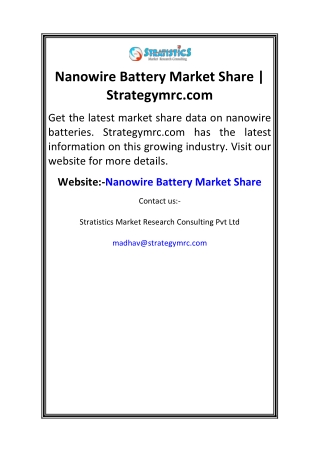Nanowire Battery Market Share  Strategymrc.com