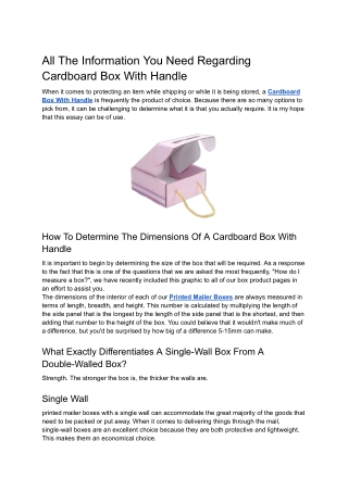 All The Information You Need Regarding Cardboard Box With Handle