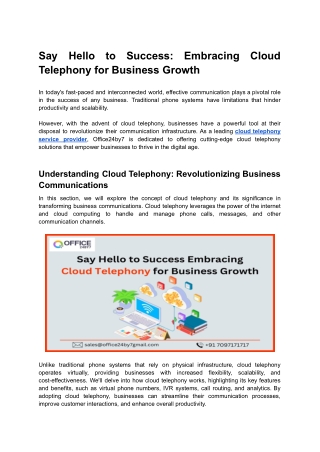 Say Hello to Success_ Embracing Cloud Telephony for Business Growth