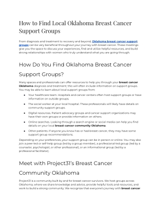 How to Find Local Breast Cancer Support Groups