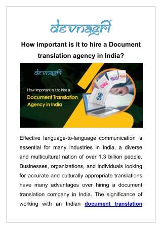 How important is it to hire a Document translation agency in India?