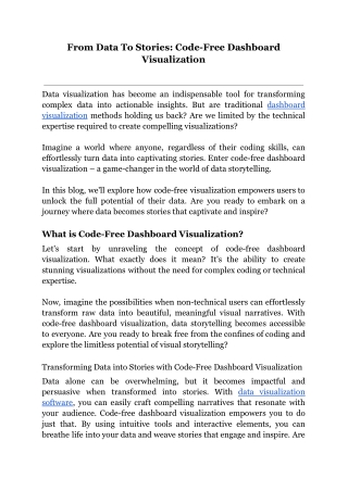 From Data To Stories_ Code-Free Dashboard Visualization