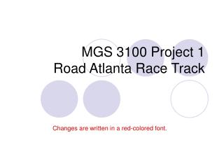 MGS 3100 Project 1 Road Atlanta Race Track