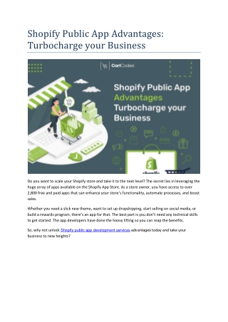 Shopify Public App Advantages Turbocharge your Business