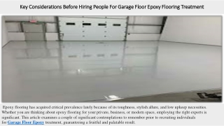 Key Considerations Before Hiring People For Garage Floor Epoxy Flooring Treatment