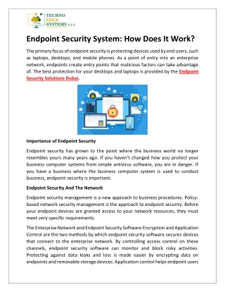 Endpoint Security System- How Does It Work?