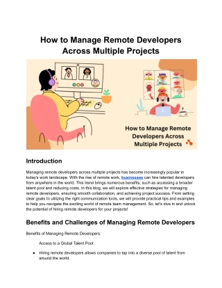 How to Manage Remote Developers Across Multiple Projects