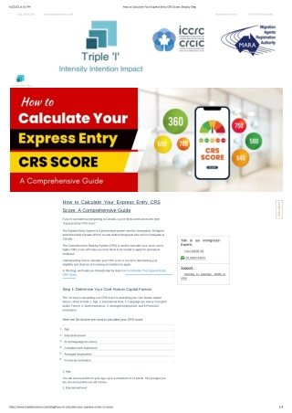 How to Calculate Your Express Entry CRS Score_ Step by Step process