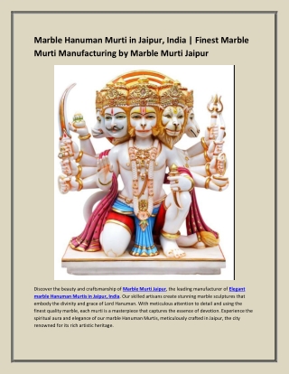 Marble Hanuman Murti in Jaipur