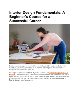 Interior Design Fundamentals: A Beginner’s Course for a Successful Career