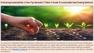 Embracing Sustainability: A Few Tips Benedict T Palen Jr Guide To Sustainable Se