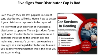 Five Signs Your Distributor Cap Is Bad