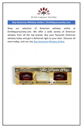 Buy American Whiskey Online