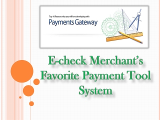 E-check Merchant’s Favorite Payment Tool System