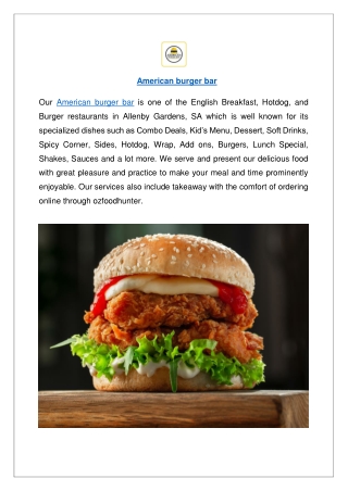 Up to 10% Offer Order Now - American burger bar