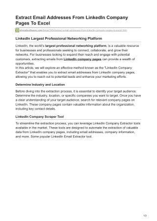 Extract Email Addresses From LinkedIn Company Pages To Excel