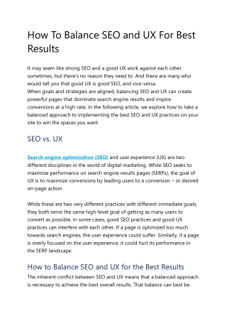 How To Balance SEO and UX For Best Results