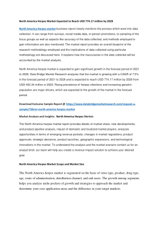 North America Herpes Market Expected to Reach USD 774.17 million by 2028