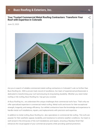 Trusted Roofing Contractors in Colorado