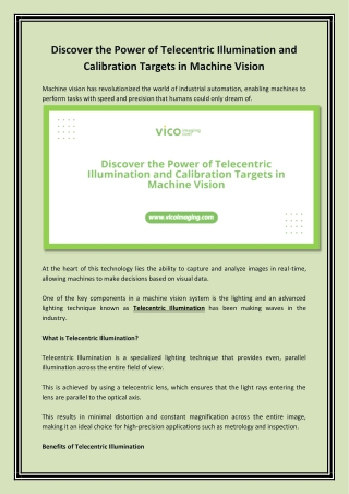 Discover the Power of Telecentric Illumination and Calibration Targets in Machine Vision