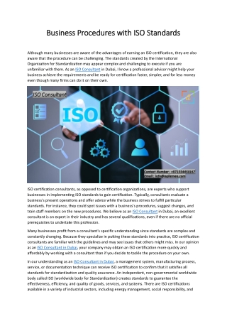 Business Procedures with ISO Standards