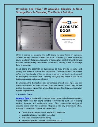 Acoustic Door