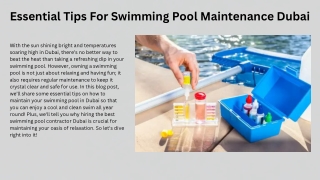 Essential Tips For Swimming Pool Maintenance Dubai