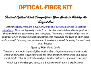 optical fiber kit